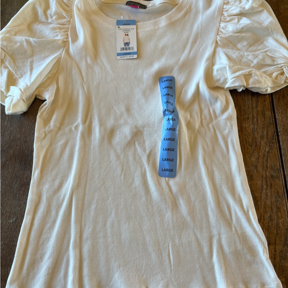 Cream/Off-white puffy sleeve blouse; WL